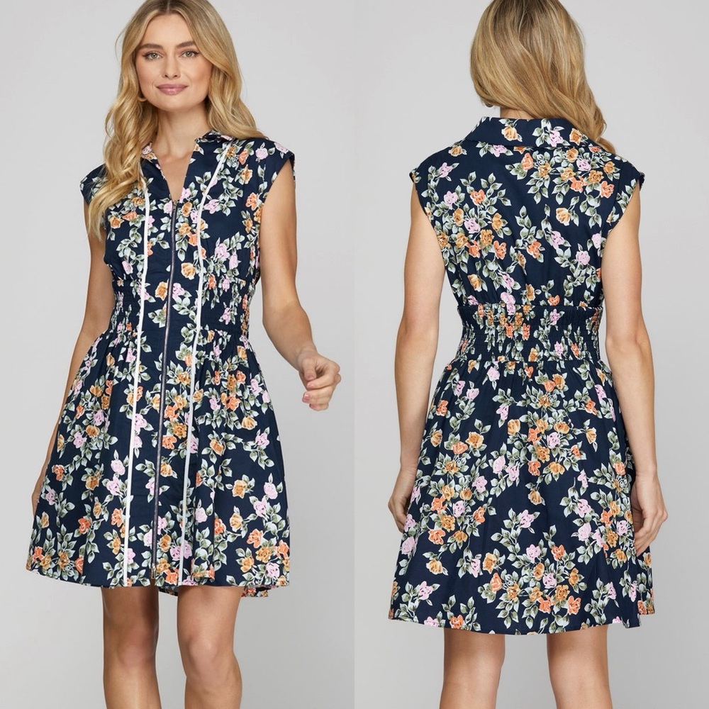 She + Sky Navy Floral Mini Dress